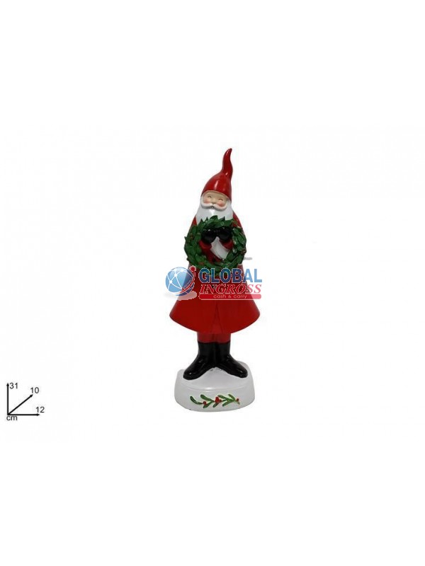 BABBO NATALE CERAMICA 31cm C/GHIRLANDA