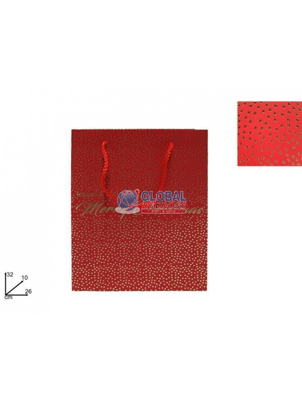 SHOPPER NATALE ROSSA BORCHIE ORO 32x26
