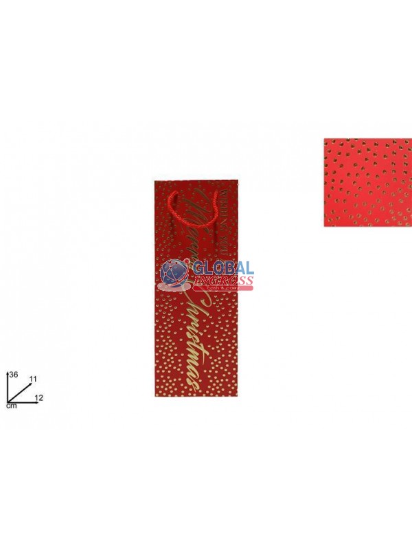 SHOPPER NATALE P/BOTTIGLIA ROSSA BORCHIE ORO