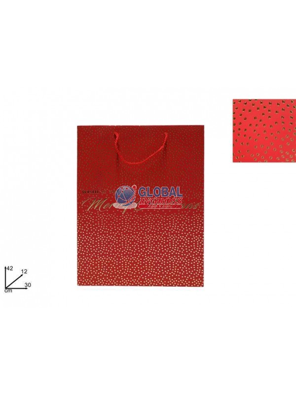 SHOPPER NATALE ROSSA BORCHIE ORO 42x30