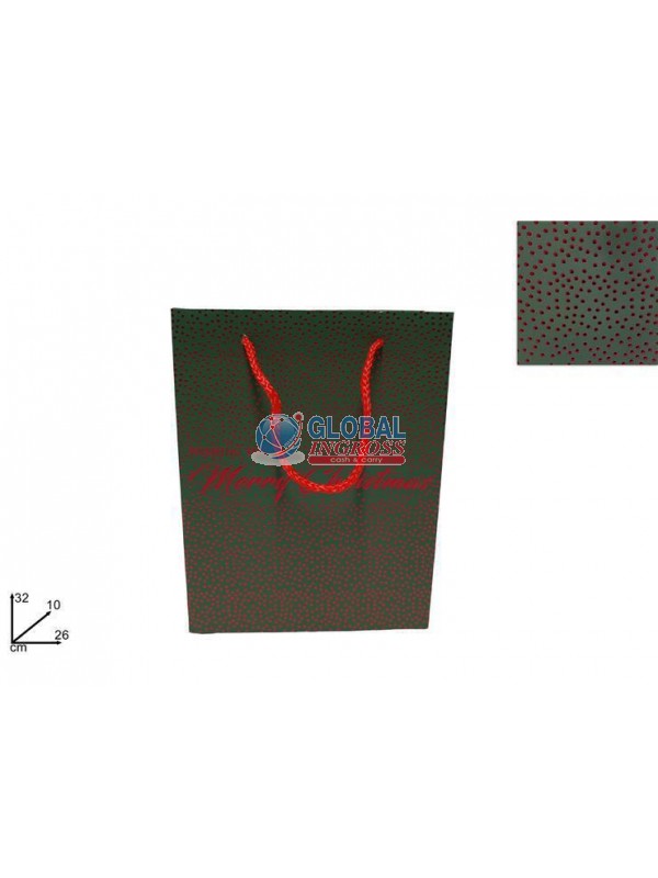 SHOPPER NATALE VERDE BORCHIE ROSSE 32x26