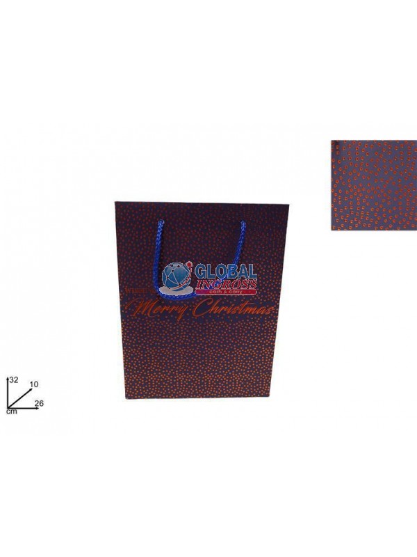SHOPPER NATALE BLU BORCHIE COPPER 32x26