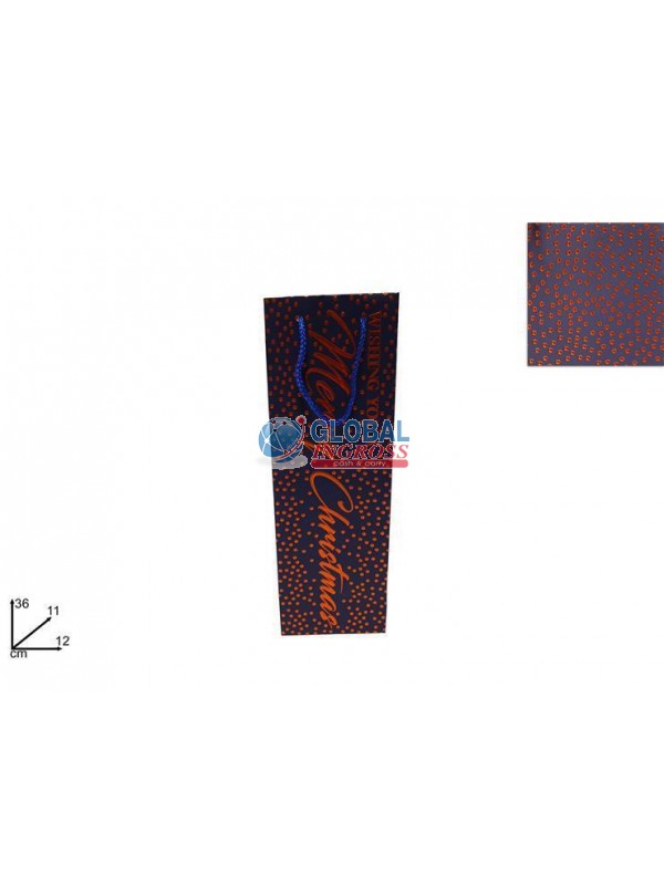 SHOPPER NATALE P/BOTTIGLIA BLU BORCHIE COPPER