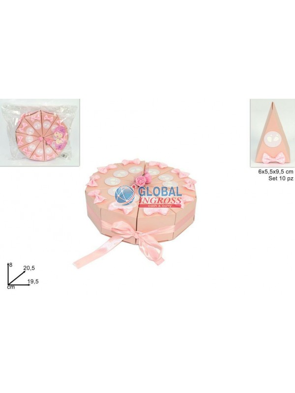 TORTA ROSA C/FETTE SCATOLA
