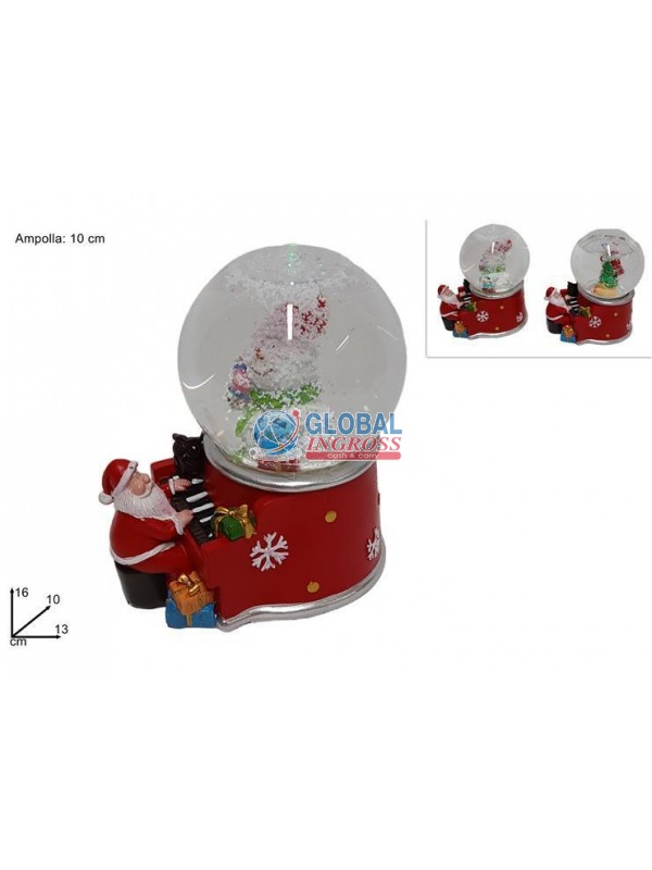 AMPOLLA NEVE C/BABBO NATALE PIANISTA 10cm