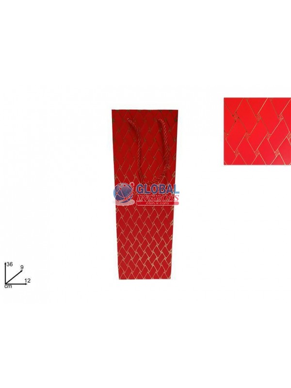 SHOPPER P/BOTTIGLIA TRAPUNTA ROSSA C/ORO