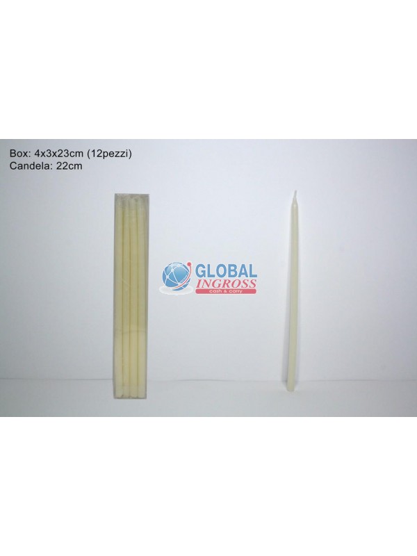 CANDELE AVORIO 22cm 12pz