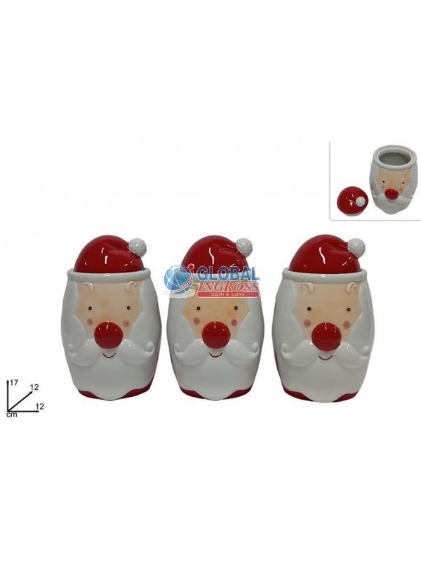 TRIS BARATTOLI 17cm VISO BABBO NATALE