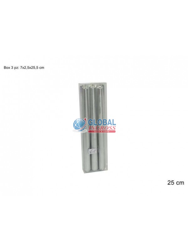 CANDELA LISCIA 25cm 3pzSILVER