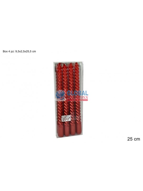 CANDELA TORC.25cm 4pz ROSSO