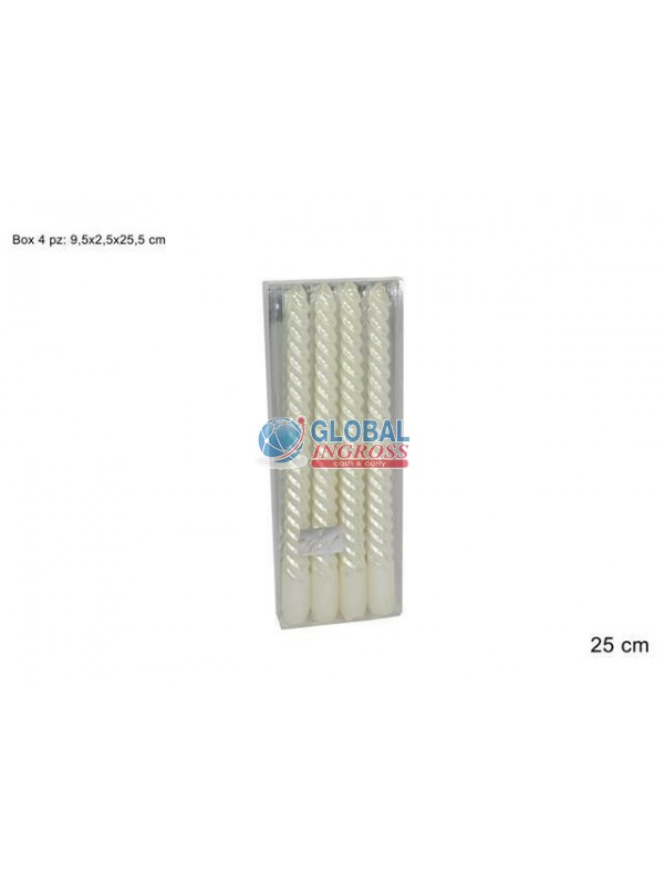 CANDELA TORC.25cm 4pz BIANCO