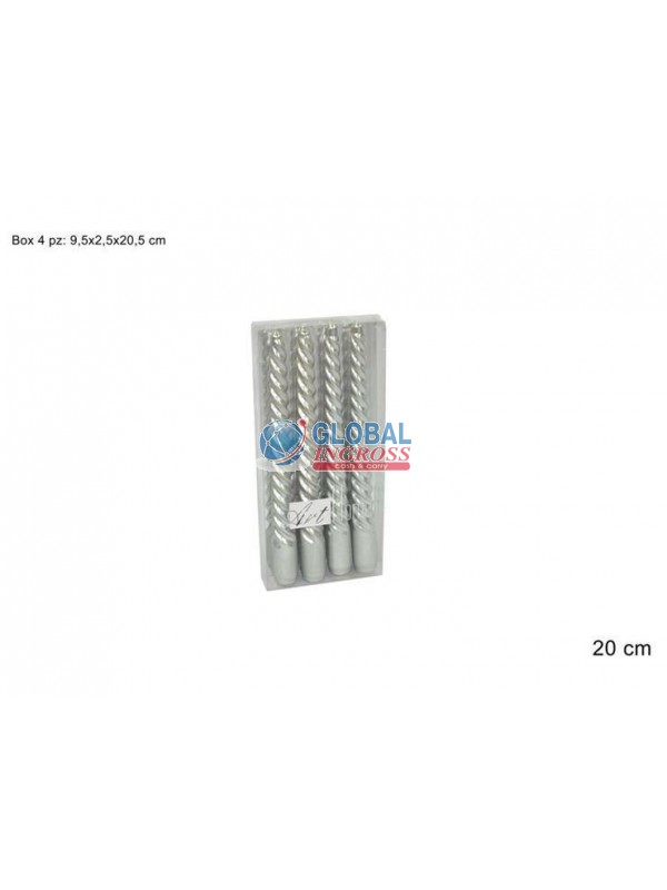 CANDELA TORC.20cm 4pz ARGENTO