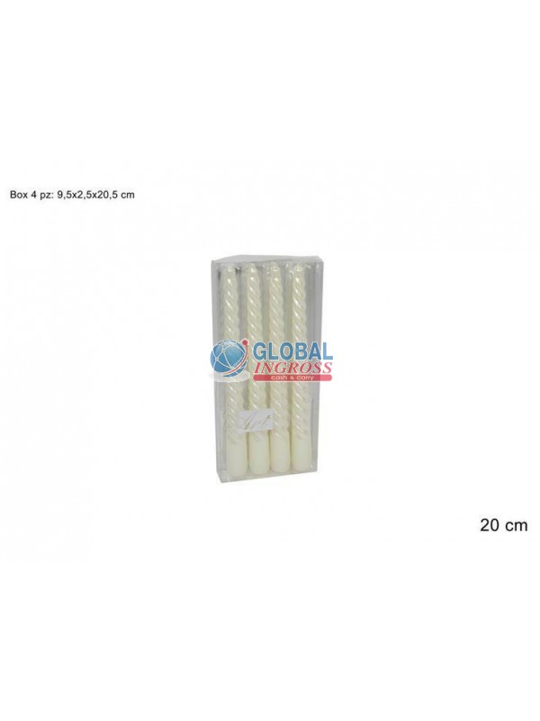 CANDELA TORC.20cm 4pz BIANCO