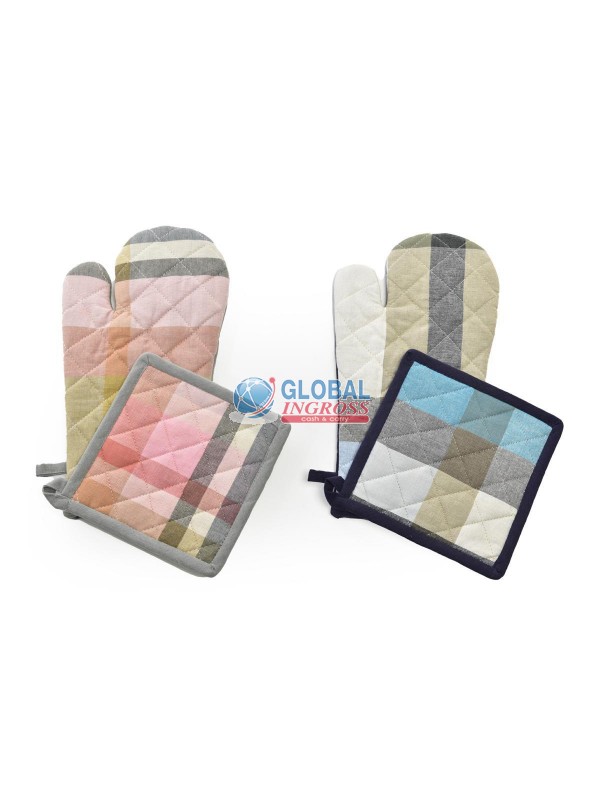 SET PRESINA E GUANTO SCOZZESE IN COTONE COL.ASS.