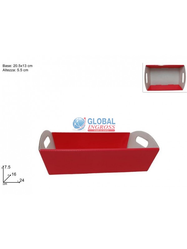 VASSOIO CARTONCINO 24x16x7,5 ROSSO