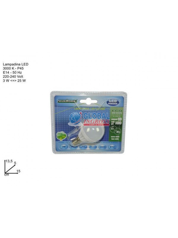 LAMPADINA LED E14 3W GLOBE