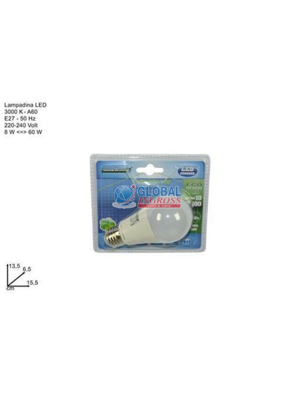 LAMPADINA LED 8W VETRO BIANCO