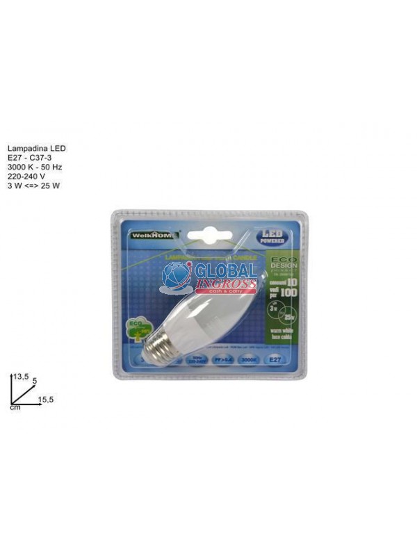 LAMPADINA LED E27 3W CANDLE
