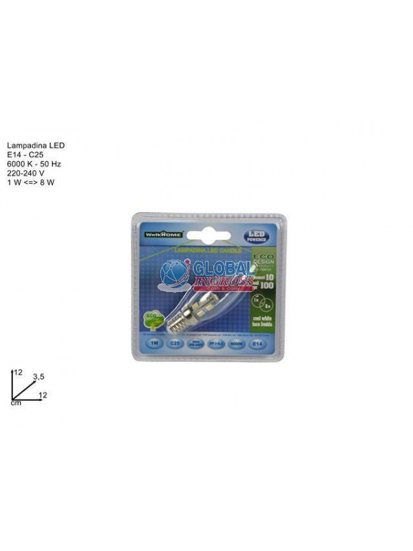 LAMPADINA LED E14 1W CANDLE