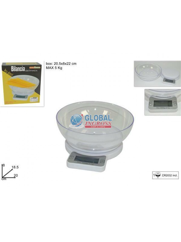 BILANCIA ELETTRONICA 5Kg C/COPPA PLASTICA