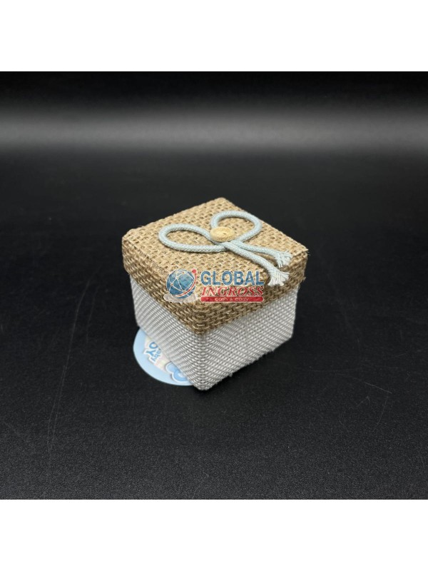 SCATOLA JUTA C/FIOCCO CELESTE