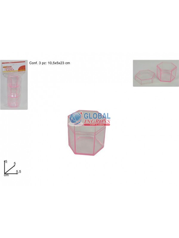 SCATOLE PL. 3pz ROSA 5cm