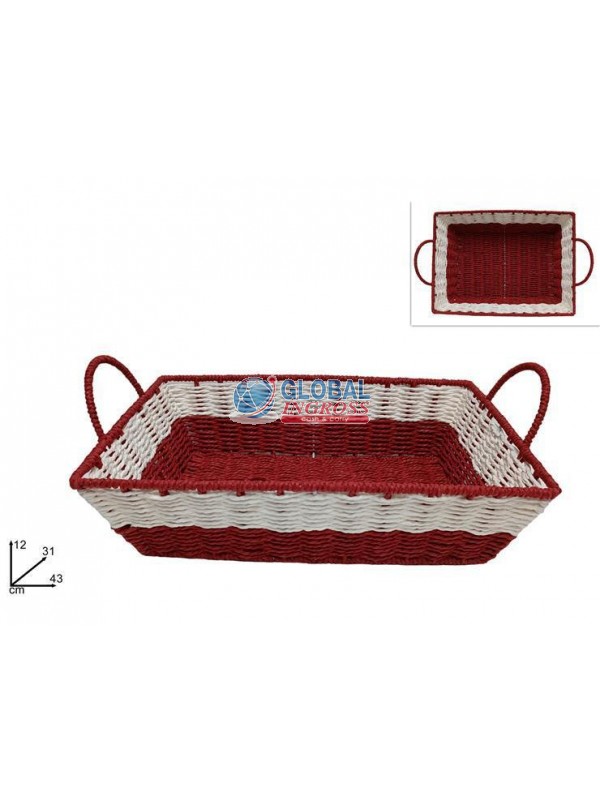 CESTA RETTANGOLARE 43x31 ROSSA E BIANCA