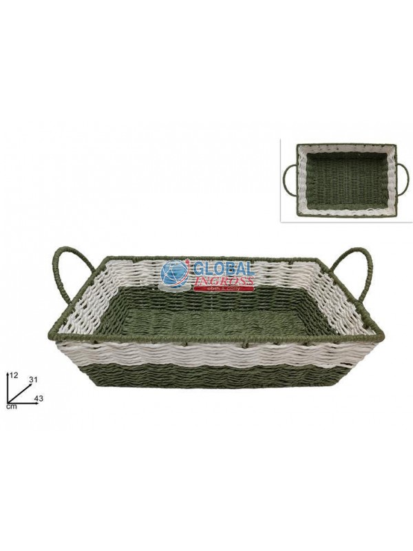 CESTA RETTANGOLARE 43x31 VERDE E BIANCA