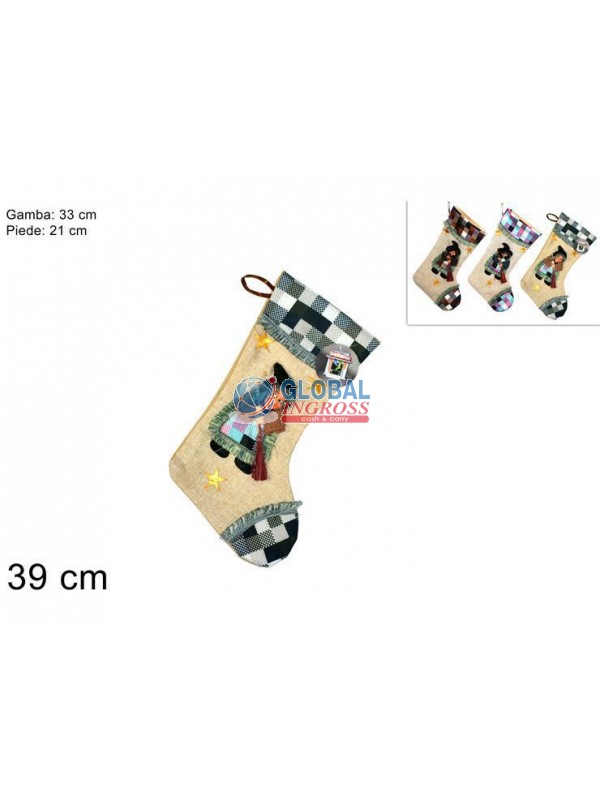 CALZA BEFANA JUTA QUADRI 39cm