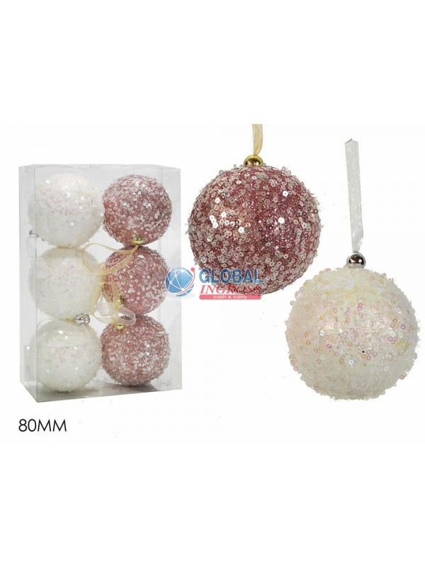 PALLE ROSA/BIANCO 8cm 6pz