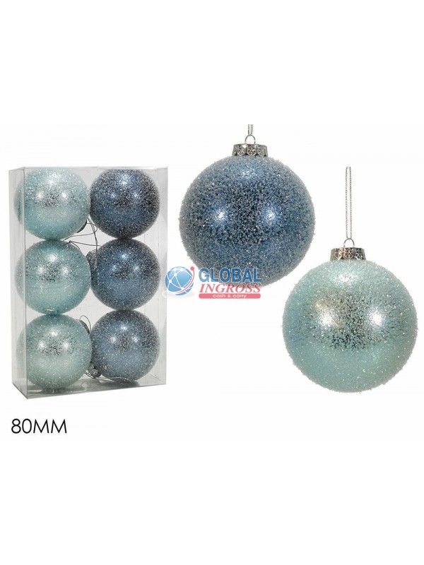 PALLE BLU/AZZURRO 8cm 6pz