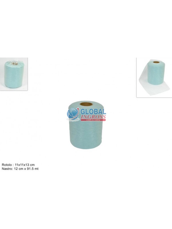 TULLE ROTOLO 12cm CELESTE 100Y