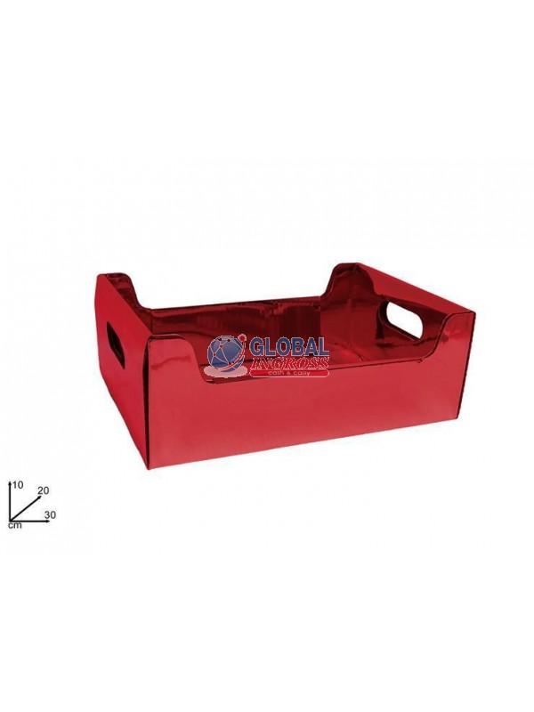 VASSOIO CARTONCINO METAL ROSSO 30x20x10