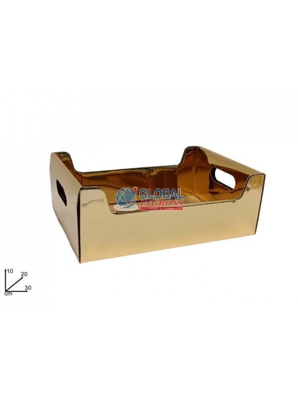 VASSOIO CARTONCINO METAL ORO 30x20x10