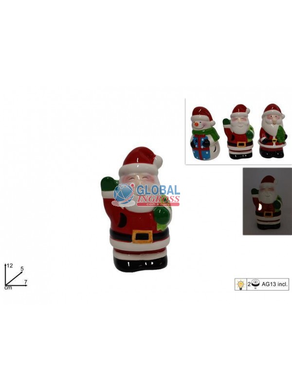 BABBO NATALE CERAMICA C/LUCE 12cm
