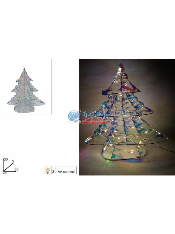 ALBERO RAINBOW 30cm C/LUCI BIANCO CALDO BATTERIA