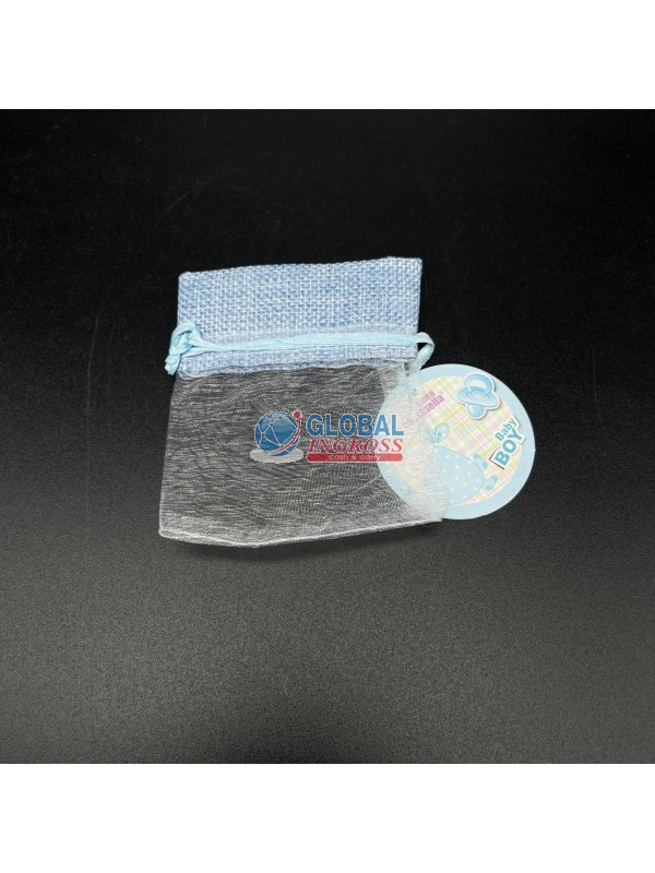 SACCHETTO JUTA/ORGANZA CELESTE 8x10