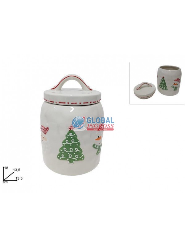 BARATTOLO CERAMICA 18cmDECORO NATALE