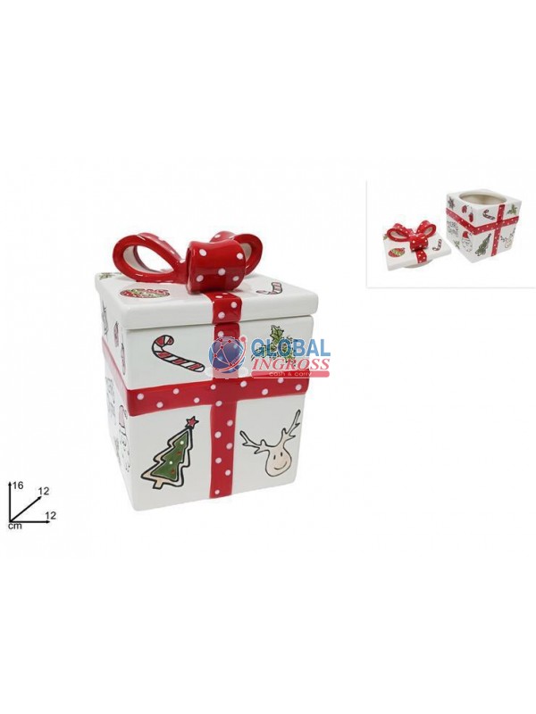 BARATTOLO PACCO DECORO NATALE 16cm CERAMICA