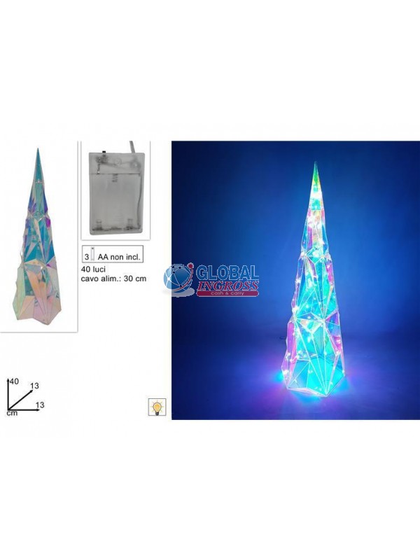 ALBERO CONO DIAMANTE RAINBOW 40cm C/40 LED BATTERIE
