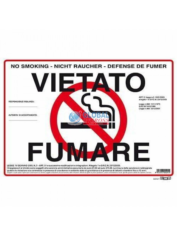 CARTELLO VIETATO FUMARE23X32