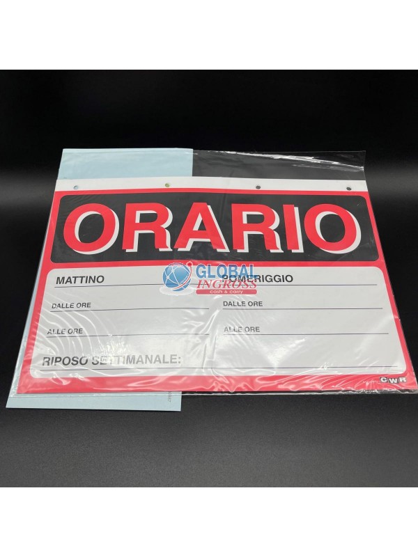 CARTELLI PLASTICA ORARIO 2pz