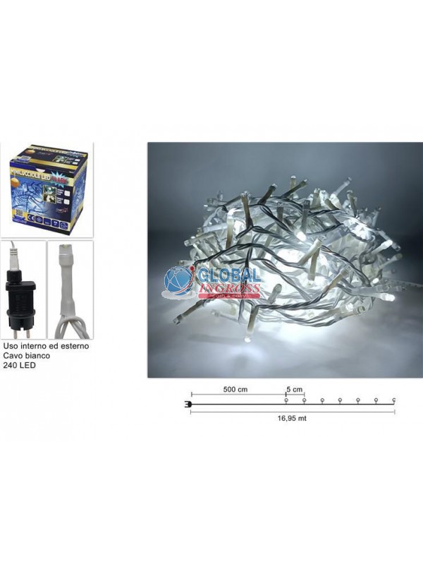 MINILUCCIOLE 240 LED FLASH BIANCO FREDDO CAVO BIANCO