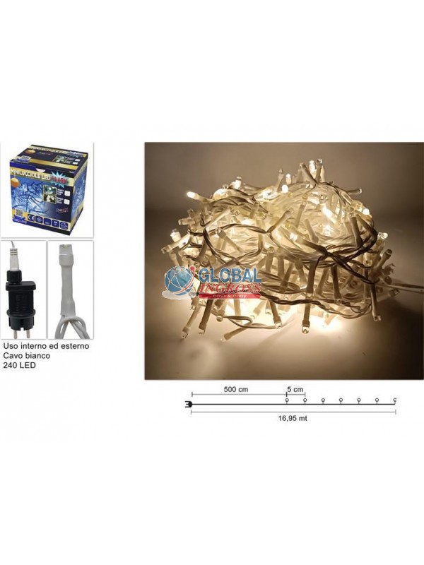 MINILUCCIOLE 240 LED FLASH BIANCO CALDO CAVO BIANCO
