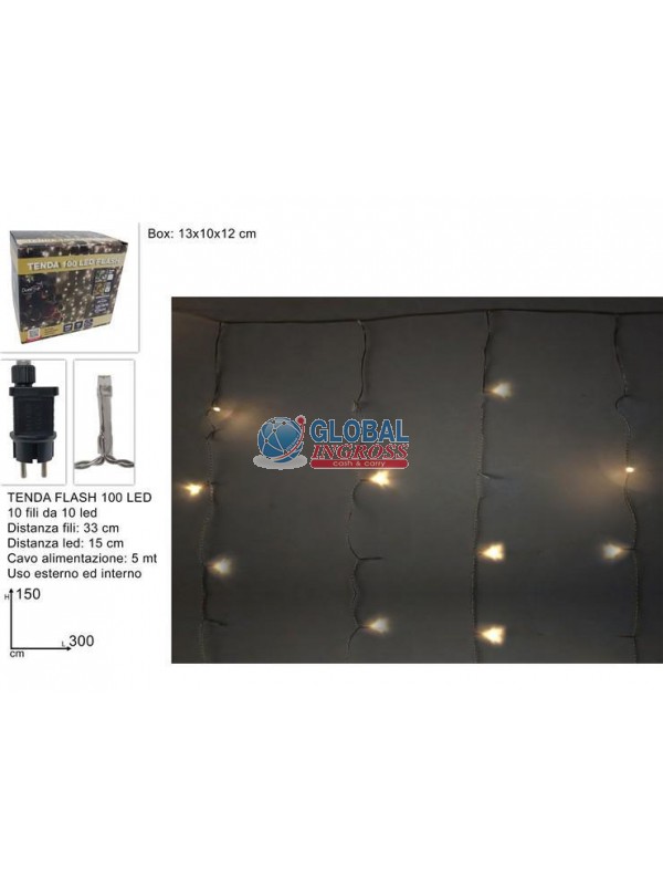 TENDA FLASHLED 100 LED BIANCO CALDO 3x1,5mt
