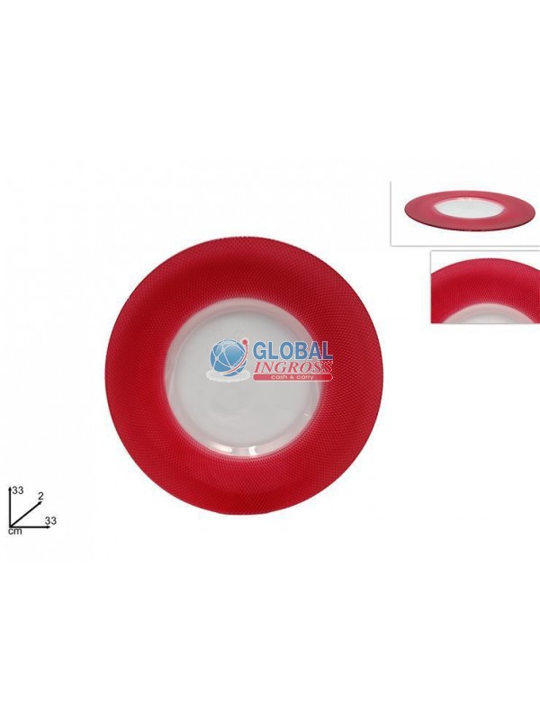 PIATTO VETRO 33cm ROSSO
