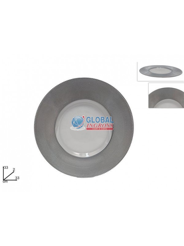 PIATTO VETRO 33cm SILVER