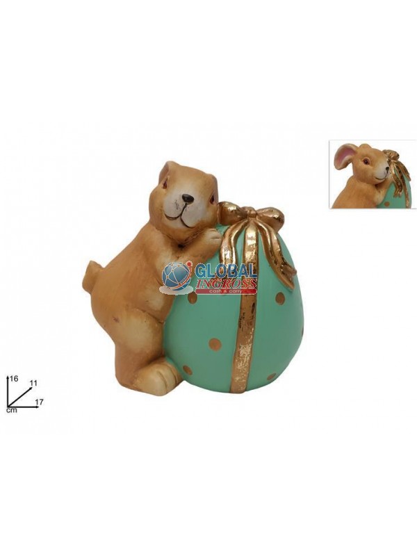 CONIGLIO CON UOVO 16cm