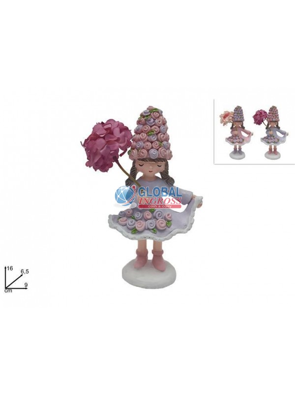 BAMBOLINA CERAMICA C/MAZZO FIORI 16cm