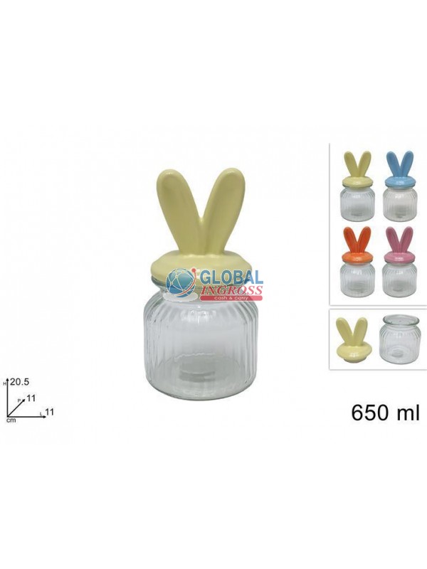 BARATTOLO VETRO C/ORECCHIE CONIGLIO 650ml